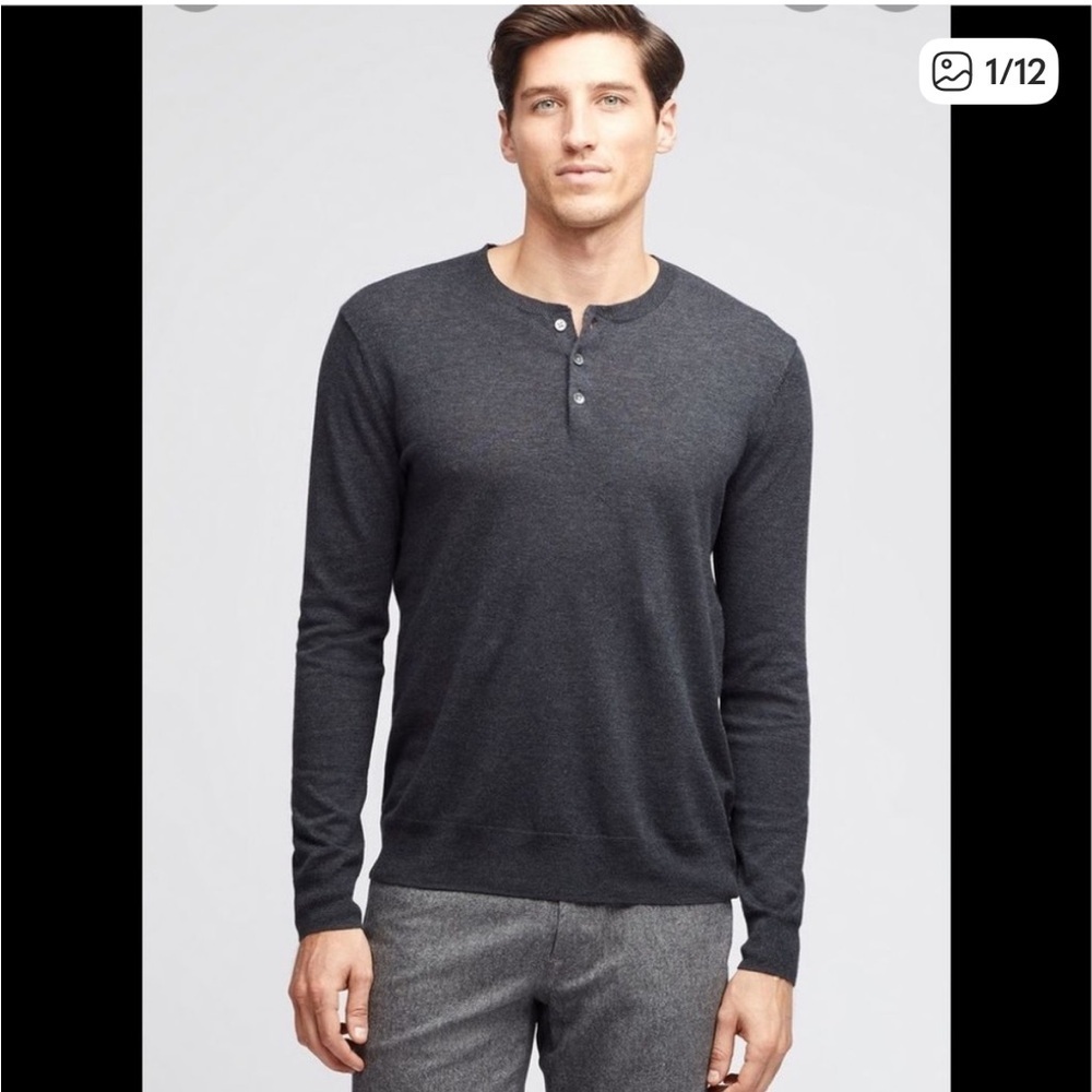 Bonobos Cotton Linen Henley Pullover In Charcoal